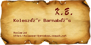 Koleszár Barnabás névjegykártya