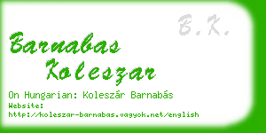 barnabas koleszar business card