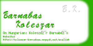 barnabas koleszar business card